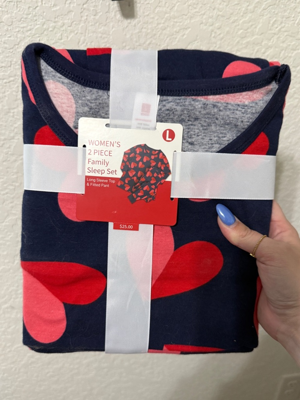 Target Navy Pajama Set with Red & Pink Heart Print